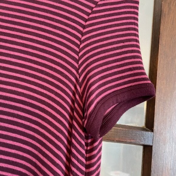 GAP Pink and Burgundy Striped T-Shirt Dress, Size Small. - Picture 2 of 5